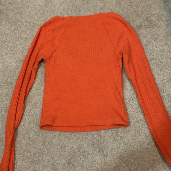 Urban Outfitters orange ribbed long sleeve top - Picture 4 of 5